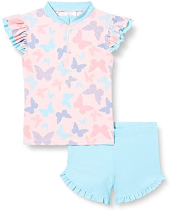 Playshoes Unisex Kinder UV-Schutz Bade-Set zweiteilig Schwimmshirt Badeshorts Badebekleidung, Schmetterlinge, 122/128