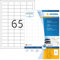 HERMA 10778 Universal Etiketten für Inkjet Drucker, 80 Blatt, 38,1 x 21,2 mm, 65 pro A4 Bogen, 5200 Stück, selbstklebend, bedruckbar, matt, blanko Klebeetiketten Aufkleber für Tintenstrahldrucker weiß