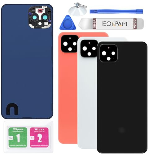 Eonpam Akkudeckel für Google Pixel 4 XL Rückseite Glas Original Backcover Back Glas Ersatz Reparatur Set mit Kameraobjektiv (Nur schwarz)