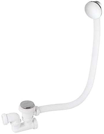 Wirquin 30723100 L700-Set Completo di Scarico per Vasca da Bagno, con sifone orientabile, Coperchio e Copertura Troppo Piena, Colore: Bianco