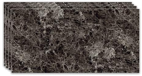 IZODEKOR Wandverkleidung Marmoroptik -4 Pcs 120x60cm- Alternative zu Badfliese/Küchenfliese, Duschwandpaneele, Wandpaneel für Küchenrückwand, Badezimmer, Innenbereich | Emperador Dark