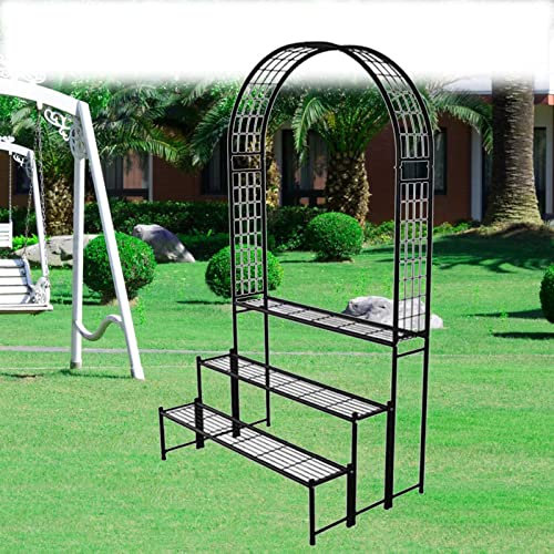 Lnder Garten-Torbogen Aus Metall Verzinkt Rosenbogen Rankhilfe Breite 100cm Schwarz Gartenpergola Für Kletterpflanzen Einfache Montage