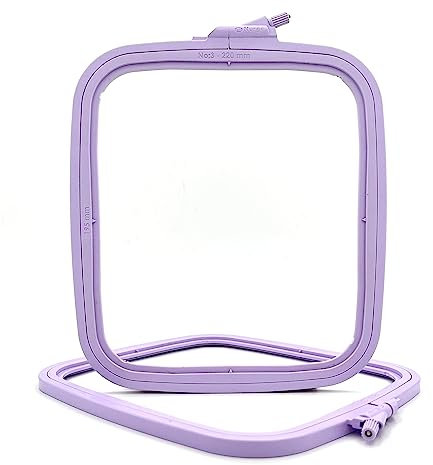 Nurge Quadratischer Stickrahmen aus Kunststoff, Größe M, Lila (Nr. 3), Kreuzstichrahmen, Stanznadelrahmen, DIY Handwerk Nähen, ABS-Kunststoff-Stickrahmen