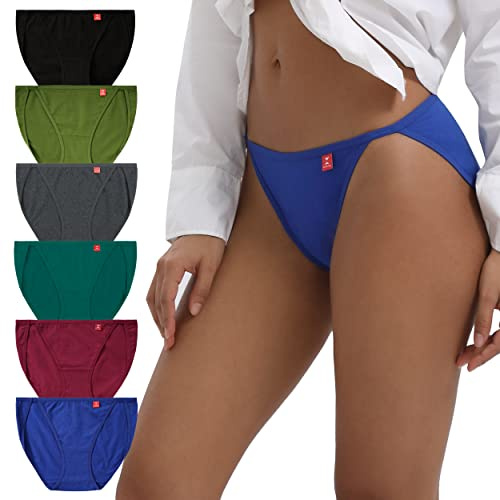 INNERSY Bragas Mujer Algodón de Pierna Alta Braguita Bikini Suave Pack de 6 | Braguitas Algodón Elástico, Elegante por Delante y Cobertura Total por Detrás, Ropa Interior Cómoda Diaria, Braga Deportiva