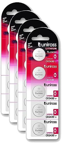 Uniross Pack de 4 x 5 Piles Lithium CR2430, 3V