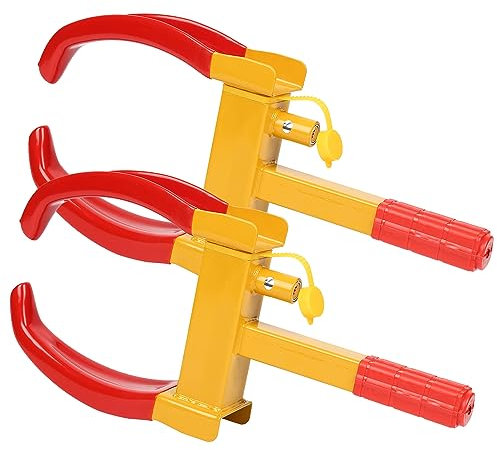 Cecaylie 2X Radkralle Reifenkralle Parkkralle Radschloss - Diebstahlsicherung, Universal, verstellbar für Autos, Wohnwagen, Anhänger, PVC-Schutz, Anti-Bohrschloss