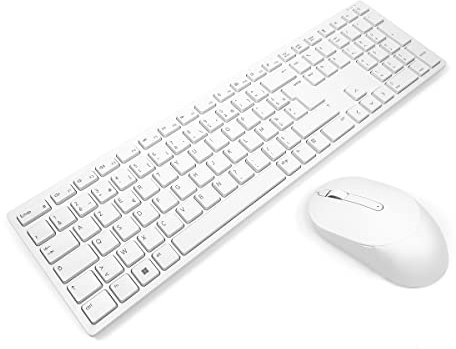 Dell KM5221W White FRENCH Pro Wireless Keyboard & Mouse Combo Bundle (Renewed)