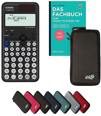 Casio fx-85DE CW inkl. Schutztasche Schwarz & Fachbuch (96 Seiten, DIN A5) – Wissenschaftlicher Rechner – Smart Set