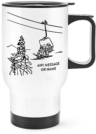 Personalised Ski Lift Travel Mug Cup with Handle