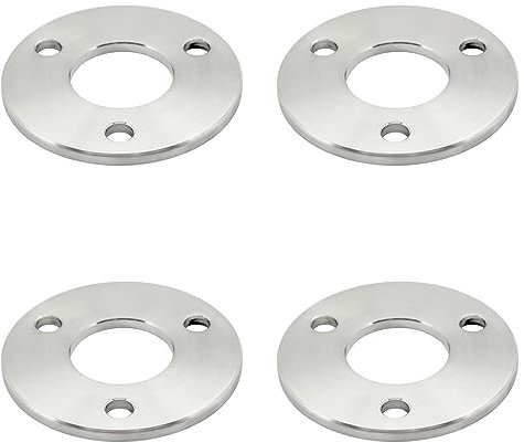PRIOstahl Ankerplatte Ronde Platte Bodenplatte Flansch mit 3-Loch Bohrung x 4 Stück Größe: 100 mm x 6 mm als Befestigung für Ø 42,4 mm Rundrohr Handlauf Geländerbau Rostfrei aus Edelstahl V2A