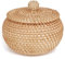 Durratou Rattan Runder Korb mit Deckel, Rattan Aufbewahrungskorb mit Deckel, Obst Snacks Korb für Tisch Regal