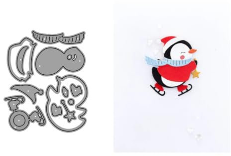 Sredwtk Pinguin Stanzschablonen Weihnachten Tiere Cutting Dies Weihnachten Papierbasteln Schablonen für Scrapbooking, Fotoalbum, Karte, Papier Dekoration, Geschenk