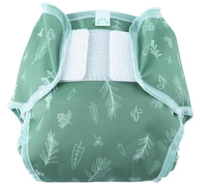 Popolini Popowarp atmungsaktive Überhose, geeignet für alle Saugwindeln. (L - 9-15 kg, Green Leaves)