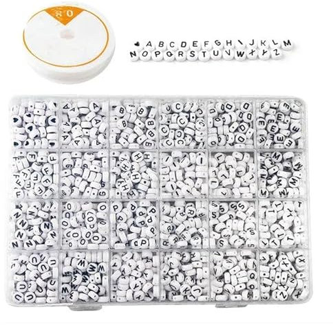 HOCEDO 1200 Teile/schachtel Englisch Alphabet Buchstaben Perlen Kits Mit Stretch Schnüre Für Name Armbänder Schmuck Machen Acryl Perlen Box