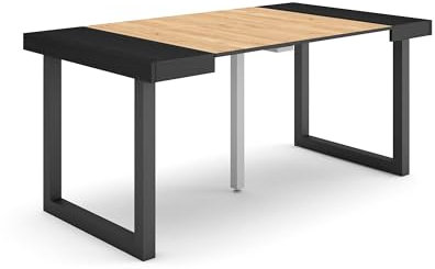 Skraut Home | Ausziehbarertisch | Multifunktionaler ausziehbarer | 160 | Für 8 Gäste | Massivholz Beine | Moderner Stil | Schwarz Eiche