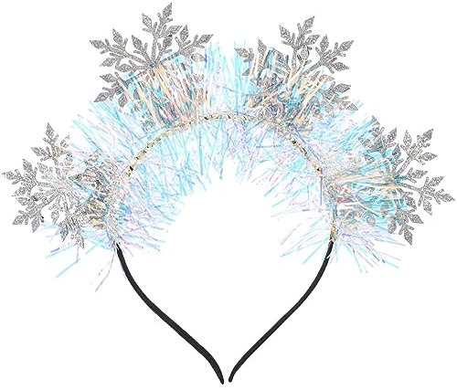 VALICLUD Schneeflocken Stirnband Weihnachten Glitzer Haarband Winter Schnee Haarreifen Krone Weihnachten Kopfschmuck Für Cosplay Haar Party Zubehör Zubehör Silber