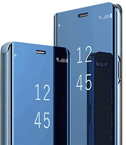 A55 Hülle Handyhülle für Samsung Galaxy A55 Hülle Klappbar Flip Spiegel Original Clear View Leder Galaxy A55 5G Case Cover 360 Grad Stoßfest Lederhülle Standfunktion Schutzhülle Samsung A55 Tasche