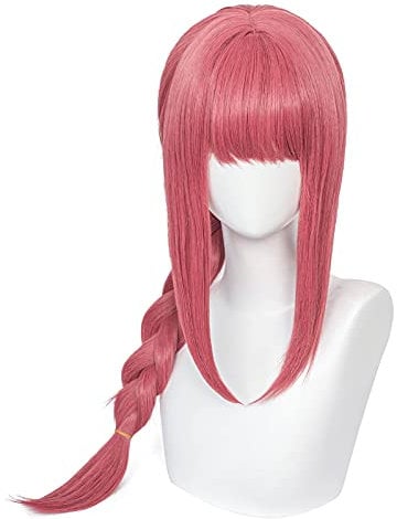 Meguru Makima Cosplay Wig Anime Chainsaw Man Long Pink Braids Fiber Synthetic Costume Hair with Cap Wig for Women Cos Party Halloween