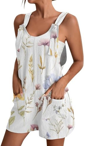 Vasreyy Arbeitsoverall Damen Hosenanzug Sportlich Jumpsuit Leinen Yoga Sporthose Mit Reißverschluss Overall Sommer Arbeits Latzhose Grün(XXL,Weiß)