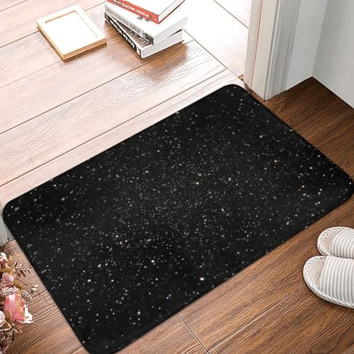 YNCATXZ Schwarze Glitzer-Fußmatte, 40 x 60 cm, rutschfest, für drinnen und draußen, waschbar, Türvorleger für Eingangsbereich, saugfähige Flanell-Badematten