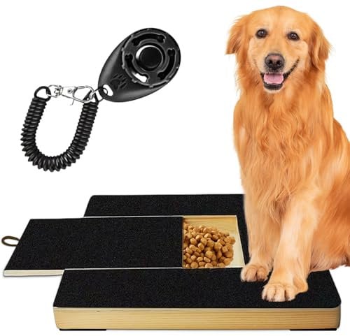 LEKEFET Rascador Multifuncional para Perros: Tabla con Entrenador Clicker y 4 Alfombrillas Antideslizantes, Papel de Lija para Cuidado de Uñas