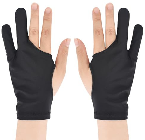 Artiste Gloves pour Tablette Graphique,Gants de Dessin pour Tablette Graphique Gloves Artiste Anti-fouling Tissu Élastiques Gloves à Deux Doigts pour Droitier Gaucher Pad Dessiner