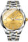 JewelryWe Herrenuhr Edelstahl Uhren Herren: 30m Wasserdicht Kalender Analog Quarz Armbanduhr Männer Gold Silber Edelstahl Armband Lässig Business Uhr mit Gold Zifferblatt und Leuchtzeiger