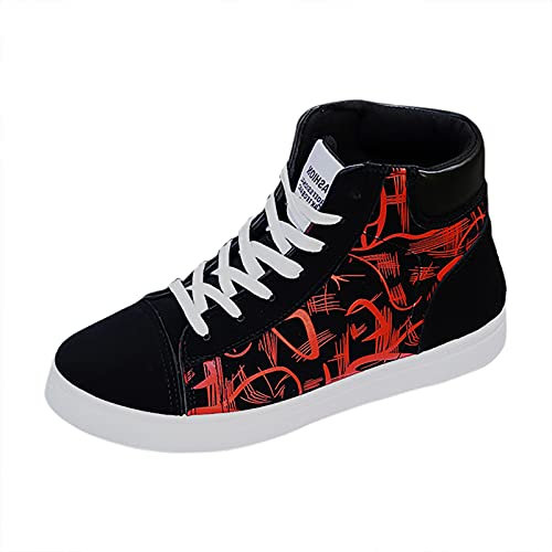Gemustert Flache Herren Schnürsenkel Blau Schuhe Rutschfest Canvas Skateboardschuhe Leicht Bequem Mode Elegant Segeltuchschuhe Drinnen und Draußen Alle Jahreszeiten 39-44EU