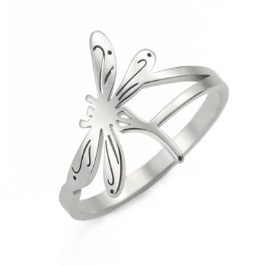 kkjoy Libellen Ring Edelstahl Fliegende Elfen Ringe Liebenswerte Insekten Stapelbar Ewigkeit Ringe Versprechen Ring Schmuck für Frauen Charmante Damen