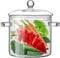 Pottes en verre pour cuisiner sur poêle, 3L Borosilicate Borosilicate Skmer Pot avec des poignées et des couvercles, un pot à bouillir transparent, un pot de cuisson en verre pour les pâtes, la soupe