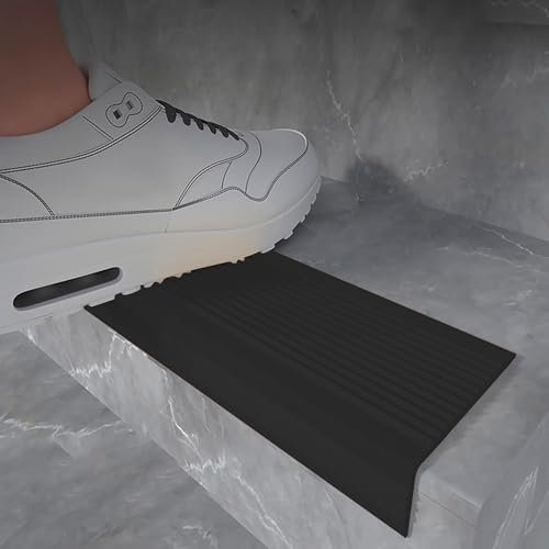 Treppenkantenprofil, Vinyl-Treppenkante aus Gummi, selbstklebender kantenschutz selbstklebend L förmige Treppenkante, Treppenkantenleiste, rutschfest und wasserdicht, for Außen-/Innentreppen(Nero,1m/3