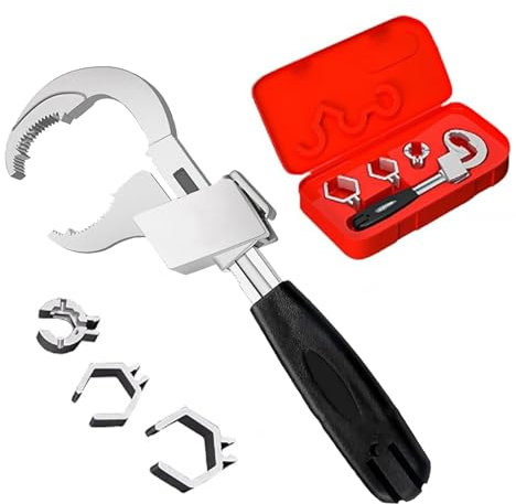 Wjelet Universal Adjustable Double Ended Faucet Wrench, Multifunctional Pipe Wrench Set for Valves, Faucets, Pipes, Shower Heads
