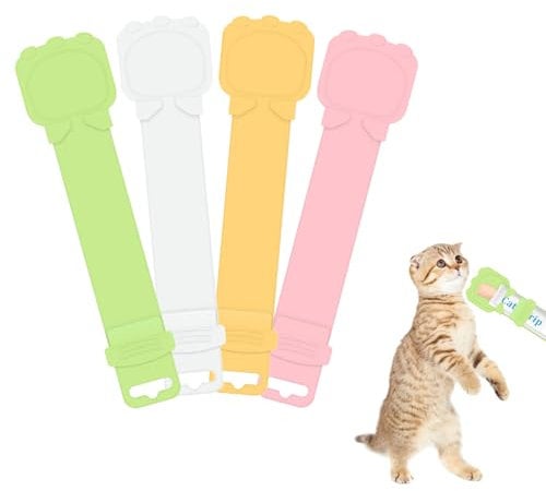 WOLMIK Cuchara de alimentación para gatos – 4 cucharas felices para gatos, dispensador de cuchara para apretar, comederos líquidos multifuncionales para gatos, cucharas de alimentación para gatos,