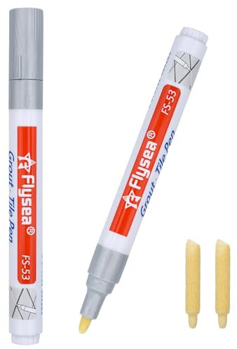 ZJCANGLIU 2 Stück Fugenstift Silber,Fliesenstift,Gugenfarbe Silber,Fliesenfugen Stift,Fugenstift Silber Bad Wasserfest,Fliesenstift Silber,Schnelltrocknend,Wasserdicht,mit 2 Ersatzspitzen (Silber)