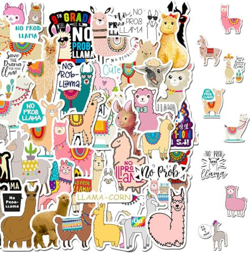 2 X 50 Stück Alpaka Aufkleber, Süße Alpaka Sticker Set, Lama Vinyl Sticker, Sticke Tiere Kinder, Wasserdicht Ästhetisch Aufkleber für Laptop Scrapbook Skateboard, Geschenk für Kinder Erwachsene