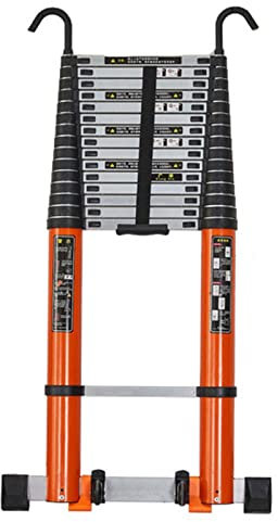 20ft Telescopic Ladder with Hooks & Stabilizer Bar Multi Purpose Extendable Aluminum Foldable Extension Ladder