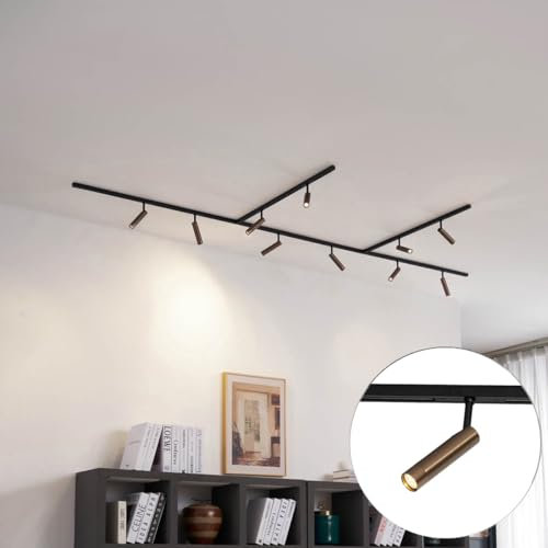 QAZQA - Modern Modernes Schienensystem Komplettset I Spotlight I Deckenspot I Deckenstrahler I Strahler mit 10 Spot I Spotlight I Deckenspot I Deckenstrahler I Strahler I Lampe I Leuchten Dunkelbronze