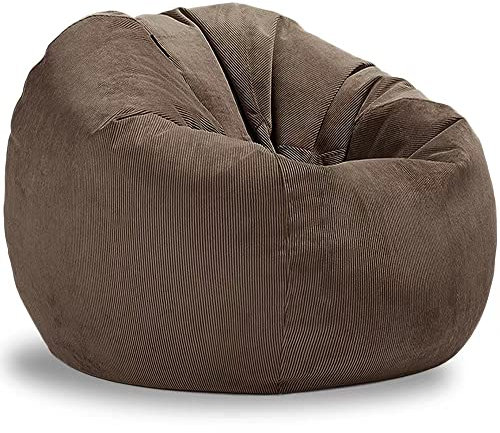 Sitzsackbezug (ohne Füllstoff) for Kinder und Erwachsene, Abnehmbarer, maschinenwaschbarer Grauer Bezug, extra großer Sitzsack, Stofftieraufbewahrung, weicher Premium-Cord(N,100cm)
