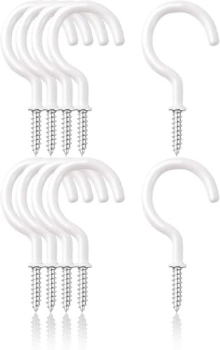 Zwenjuan Deckenhaken,10 Stück Schraubhaken Edelstahl Haken zum Schrauben Schraubhaken weiß,2 Zoll Deckenhaken Heavy Duty für Badezimmer Küche Garten Decke hängen
