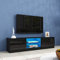 Meuble TV moderne noir brillant avec lumières LED et rangement 160 cm Meuble TV avec 2 portes et 2 étagères ouvertes Meuble TV LED pour chambre à coucher, salon, maison