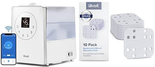 Levoit Luftbefeuchter Smart 6L Top-Fill Warmer/Kalter Nebel mit Alexa/APP Steuerung + Levoit LUH-MAP-WEU 10 Pack Entkalker Pads für Luftbefeuchter OasisMist 450S & LV 600S