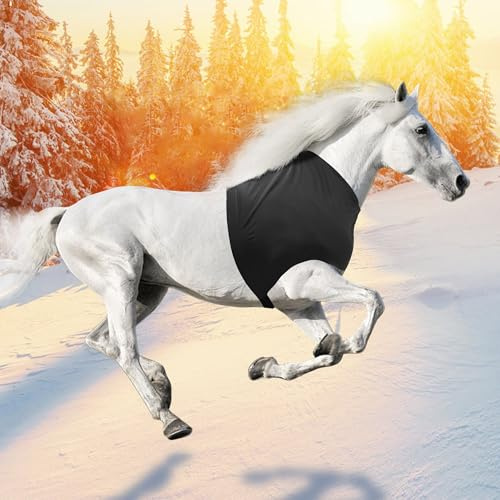 Hilltown Short Horse Shoulder Guard with Stretch Fabric - Slim Fit, Anti-Rub Bib, Comfort, UV Block, Sweat-Wicking and Quick-Dry for Riding, Training & Everyday Use (Black, X-Full)