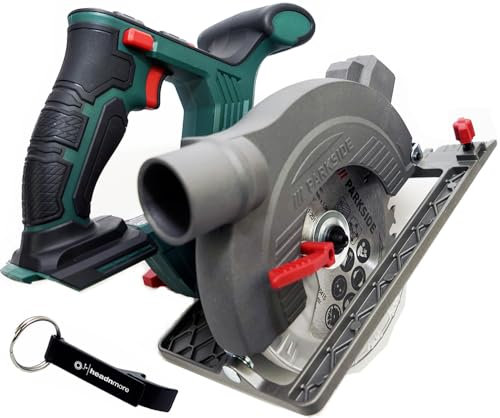 HEADNMORE® Bundle – Parkside® sega circolare manuale a batteria 20 V PHKSA 20 e HEADNMORE® portachiavi (senza batteria)