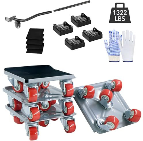 TUAKIMCE Heavy Duty Furniture Movers with 5 Swivel Wheels – 560kg Load Capacity, 360° Rotation Furniture Moving Tool Set for Sofa, Fridge, Bed & Cabinet – Durable Moving Dolly & Lifter Set