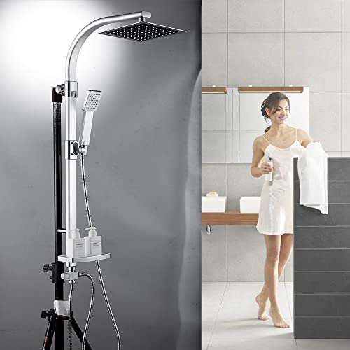 Ensemble de douche de luxe avec pomme de douche intégrée, tuyau colonne de douche et porte-savon Finition chromée