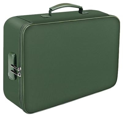 Fireproof Document Box,Waterproof File Box with Lock,Portable Fire Lockable Storage Box, Large Capacity Collapsible File Storage Box with Zippers and Inserts Bag for Documents,Certificates (Green)