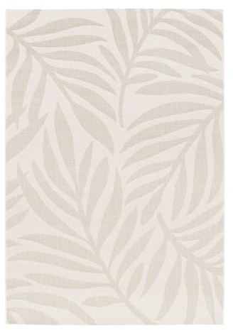 sweeek - Innen-/Außenteppich mit Pflanzenmuster in Creme und Beige aus recyceltem Polyester - Kate