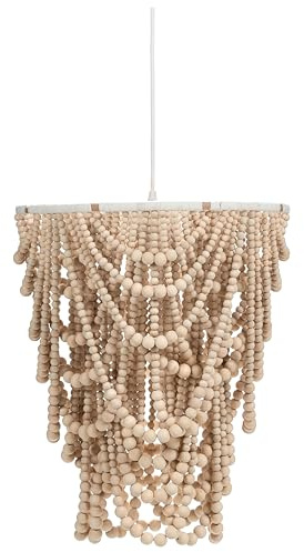 Beliani Kronleuchter Holzperlen hellbraun Boho Stil Zola