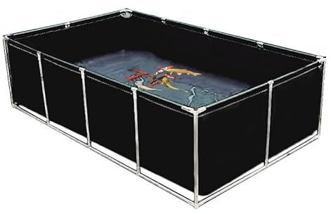 Laghetto per Pesci in PVC per Interni/Esterni con Telaio e valvola di Scarico, Vasca per Pesci Rossi Koi 4x2x0,6 m, Resistente Piscina per Acquario Fuori Terra per la Vita acquatica