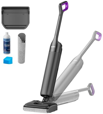 Eureka FloorShine 460 Aspirapolvere e Lavapavimenti Senza Filo Autoasciugatura,Design Ultra-Piatto 8,8 cm,Inclinazione 180°,Pulizia 4-in-1,Serbatoi 600 ml,Animali Domestici,Nero